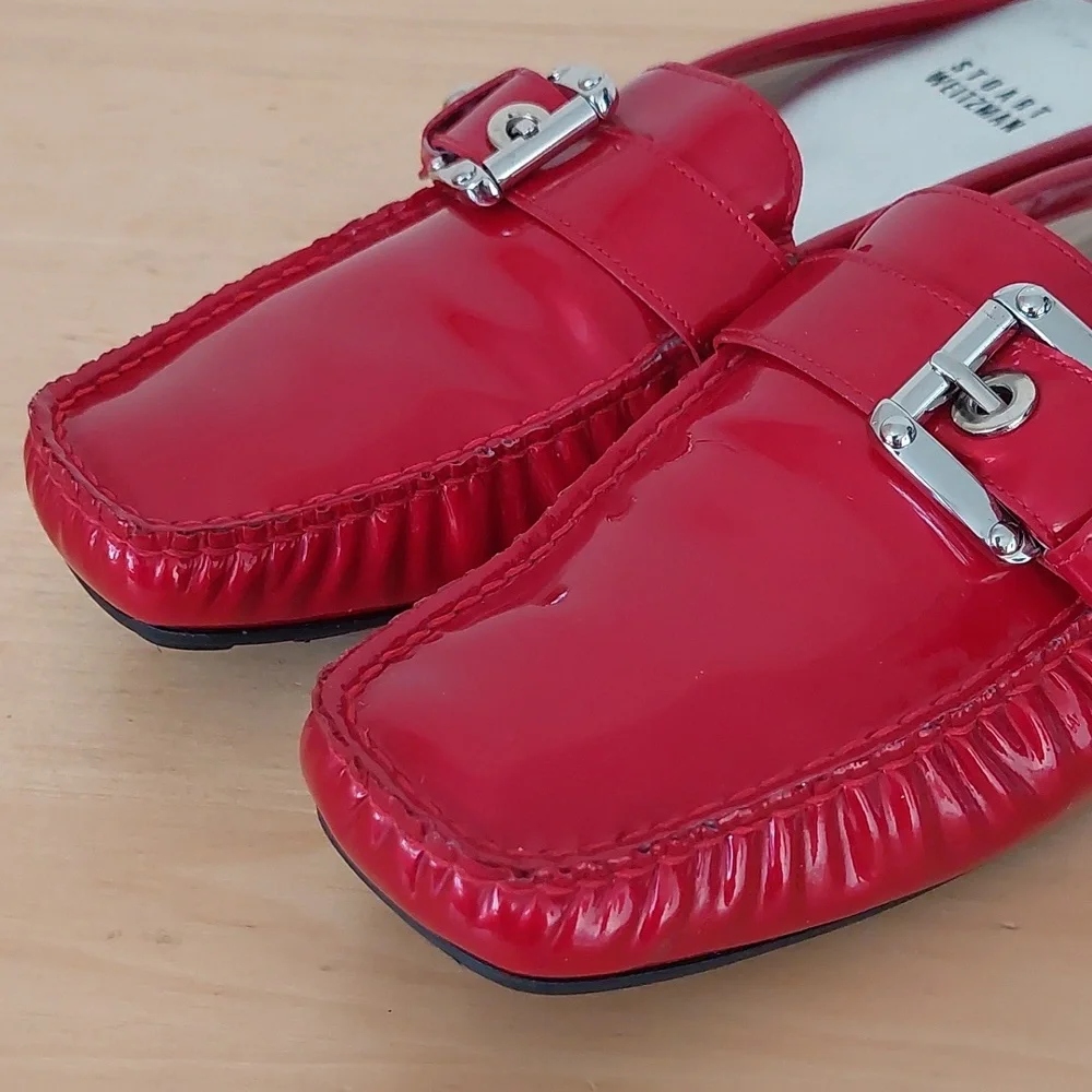 Stuart Weitzman Red Patent Leather Mules - Picture 9 of 15